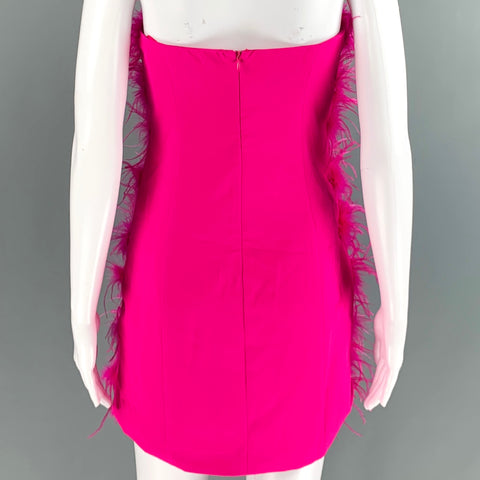 NO BRAND Size S Pink Feathers Strapless Mini Dress