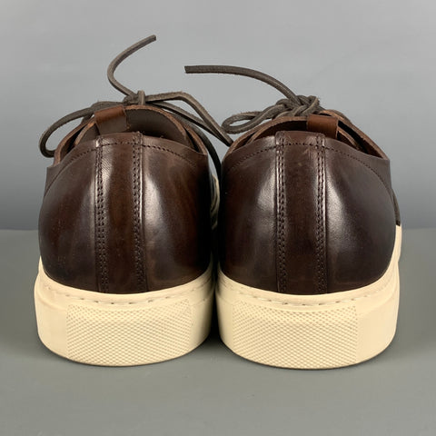 BUTTERO Taille 11 Chaussures basses à lacets en cuir crème marron