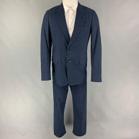 DRIES VAN NOTEN Size 38 Navy Cotton Single Breasted Suit