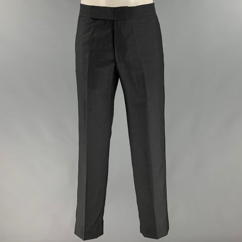 EMPORIO ARMANI Size 42 Grey Black Woven Wool Peak Lapel Tuxedo