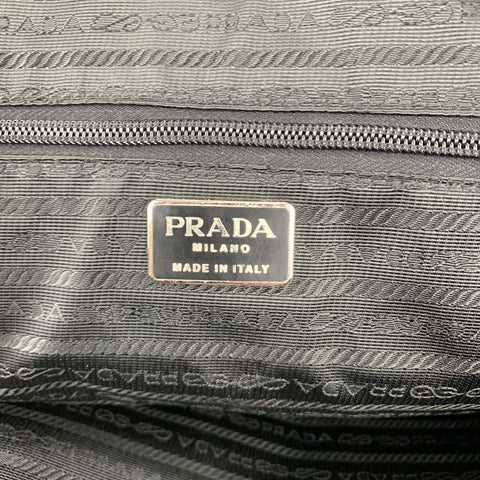 PRADA Porte-documents à double pression en nylon et cuir