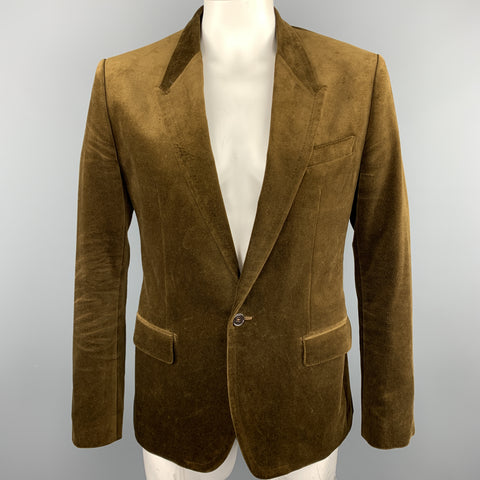 DOLCE & GABBANA Size 44 Brown Cotton Velvet Peak Lapel Sport Coat