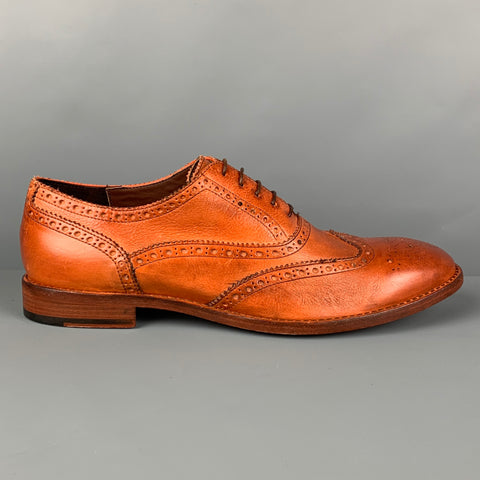 PAUL SMITH Size 11.5 Tan Perforated Leather Wingtip Lace Up Shoes