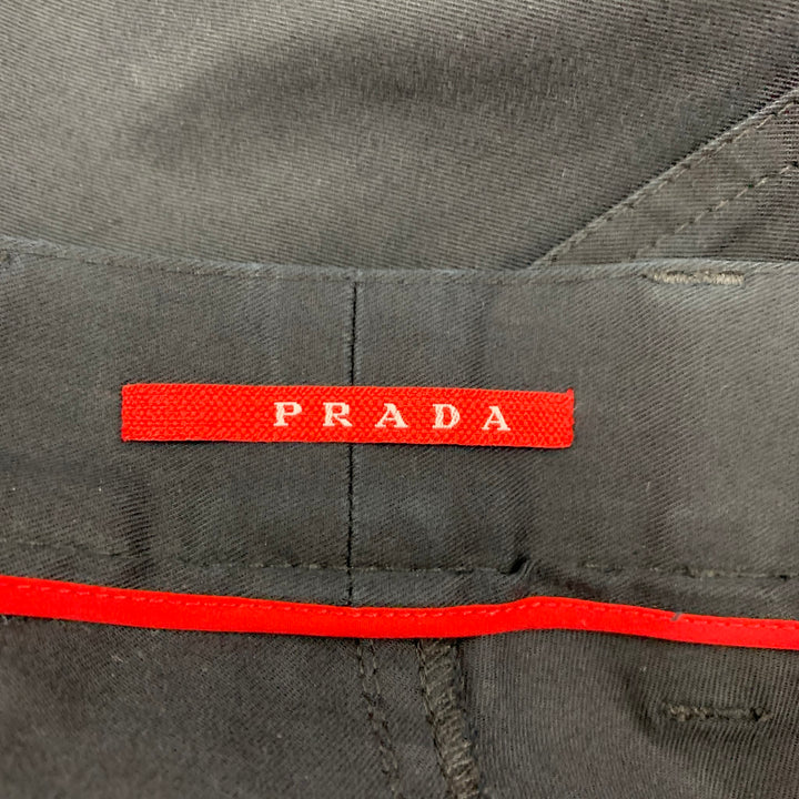PRADA Size 34 Black Cotton Blend Button Fly Casual Pants