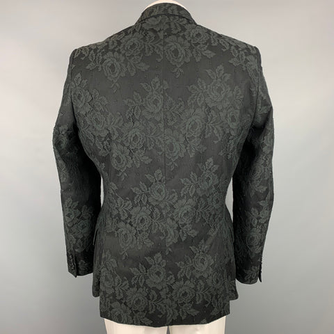 D&G by DOLCE & GABBANA Size 44 Black Lace Notch Lapel Sport Coat
