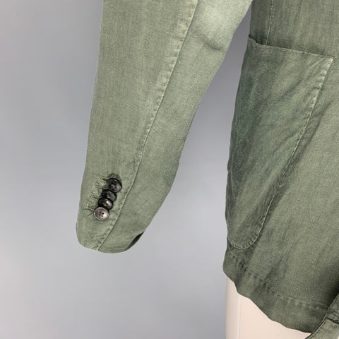 BOGLIOLI Size 36 Olive Linen Notch Lapel Sport Coat