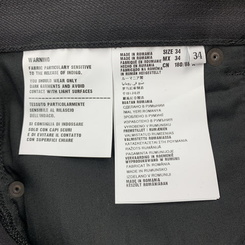 PRADA Size 34 Black Solid Cotton / Polyurethane Button Fly Jeans