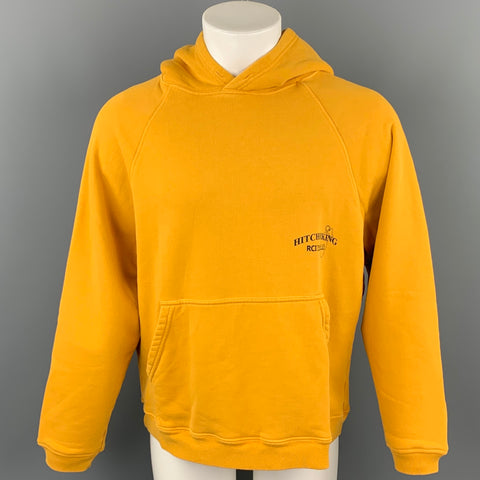 REESE COOPER A/W 19 Hitchhiking Size M Mustard Graphic Cotton Hooded Sweatshirt