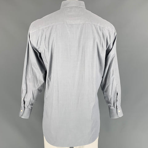 ERMENEGILDO ZEGNA Size XL Grey Cotton Long Sleeve Shirt