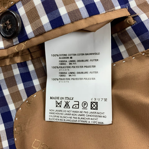 DSQUARED2 Size 44 Brown Navy Checkered Cotton Notch Lapel Sport Coat