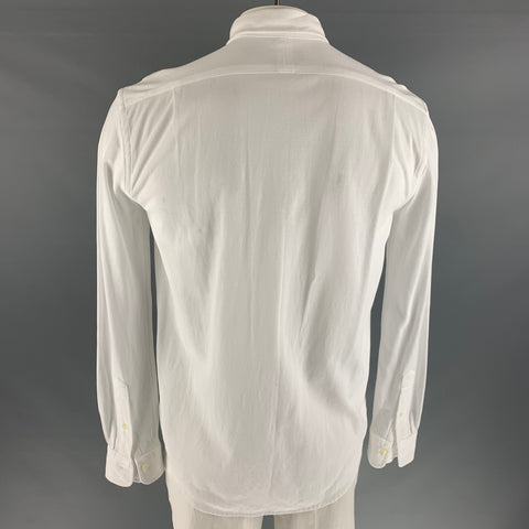 RALPH LAUREN Size L White Solid Cotton Button Up Long Sleeve Shirt