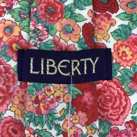 LIBERTY OF LONDON Red & Green Floral Print Cotton Tie