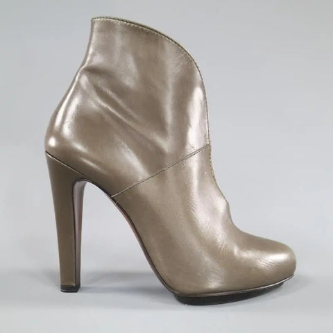 ETRO Size 9 Olive Taupe Green Leather Harness Platform Booties ETRO