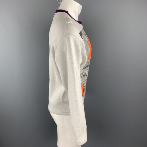 KOLOR Size S Light Grey Graphic Cotton Blend Crew-Neck Sweatshirt