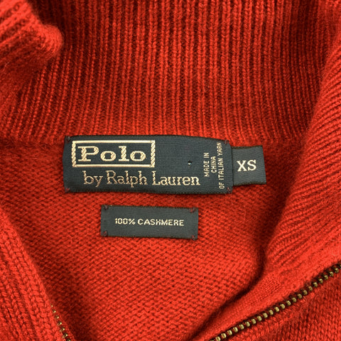 RALPH LAUREN Size XS Red Cashmere Half Zip Pullover