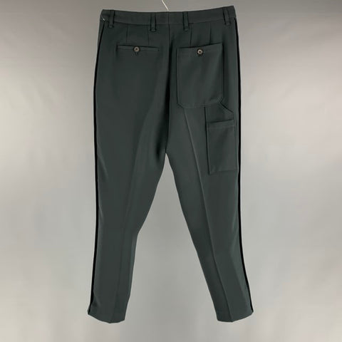LANVIN Size 30 Green Solid Polyester Flap Pockets Dress Pants
