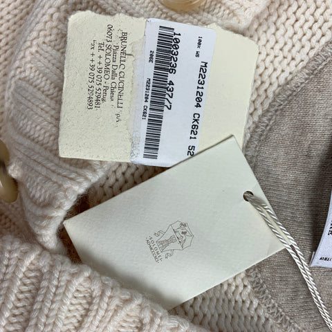 BRUNELLO CUCINELLI Size L Beige Knitted Cashmere Sweater