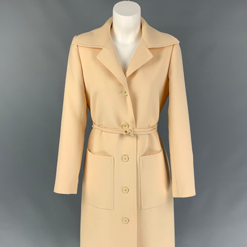 Vintage Nouvelle Boutique de HUBERT de GIVENCHY Talla M Abrigo con cinturón de sarga crema