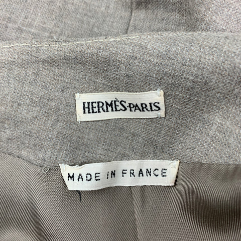 HERMES Size 4 Taupe Cashmere A-Line Skirt