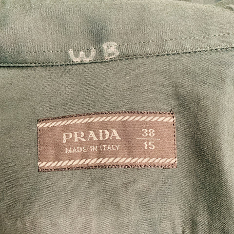 PRADA Size S Green Cotton Elastane Button Up Long Sleeve Shirt