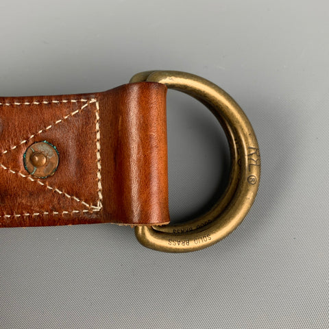 RRL by RALPH LAUREN Size 34 Tan Mustard Distressed Mixed Fabric D Ring Belt