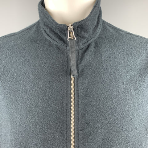 OUR LEGACY Size S Navy Textured Cotton High Collar Zip Jacket