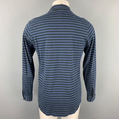 ENGINEERED GARMENTS Size M Navy & Black Stripe Cotton Long Sleeve Shirt