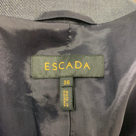 ESCADA Taille 6 Veste en laine vierge sergée grise et gris clair