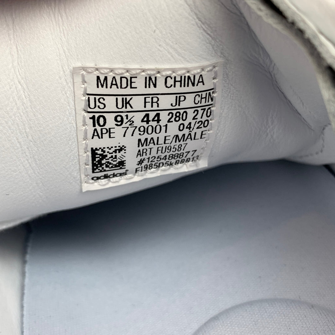 ADIDAS x STAN SMITH Size 10 White Embossed Leather Lace Up Sneakers