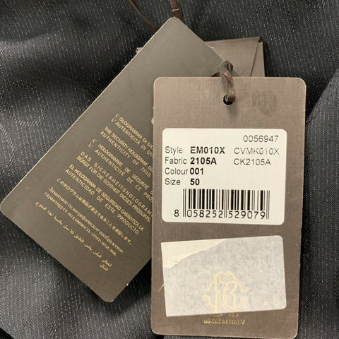 ROBERTO CAVALLI Size 40 Black Grey Snake Wool Silk Peak Lapel Sport Coat