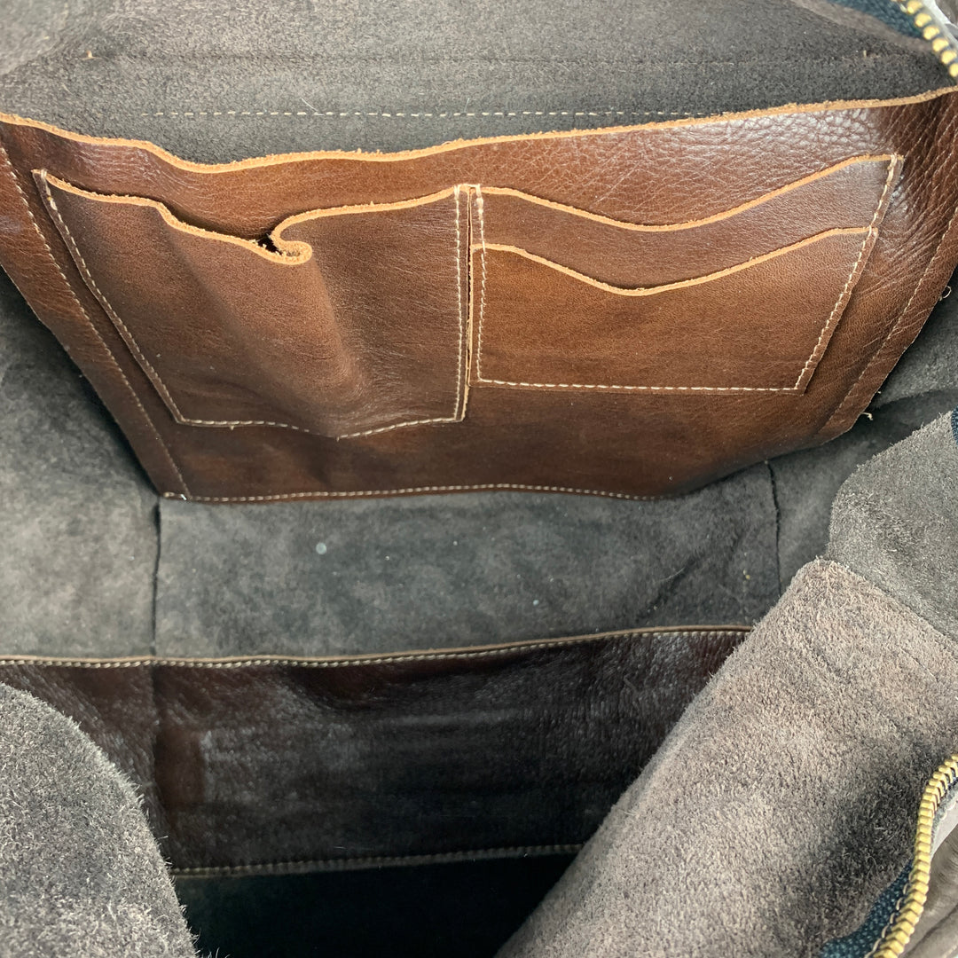 CUSTOM MADE Brown Leather Cowhide Weekender Handbag & Leather Goods