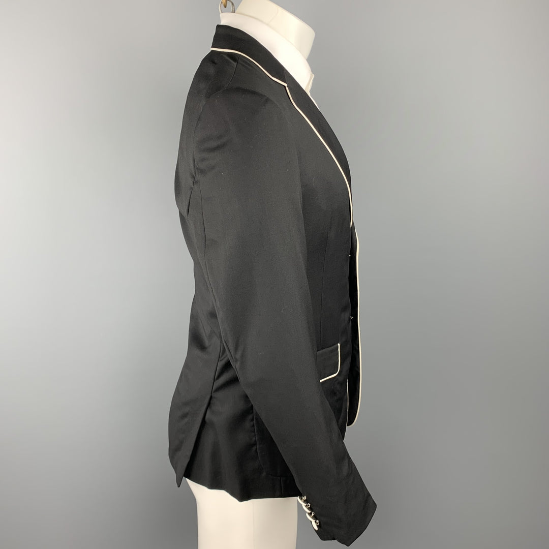 BAND OF OUTSIDERS Taille 38 Manteau de sport à revers en laine noire