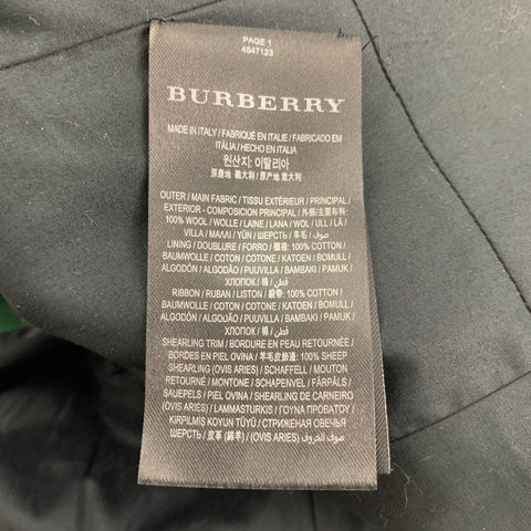 BURBERRY Otoño 2017 Talla 8 Abrigo ceremonial de lana con ribete de piel de oveja verde y rojo