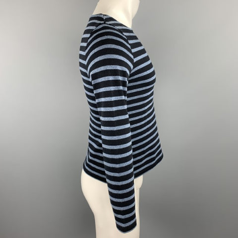 SAINT JAMES Size S Navy & Black Stripe Cotton Boat Neck Pullover