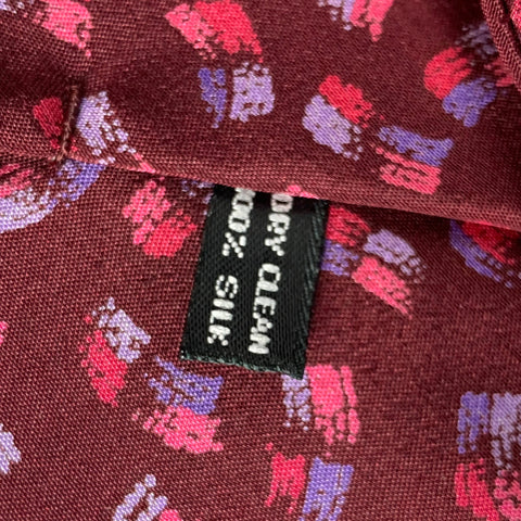 Vintage MISSONI Burgundy Abstract Print Silk Tie