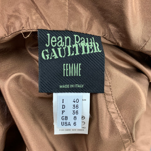 JEAN PAUL GAULTIER Taille 6 Veste à capuche boutonnée en laiton et soie cuivrée