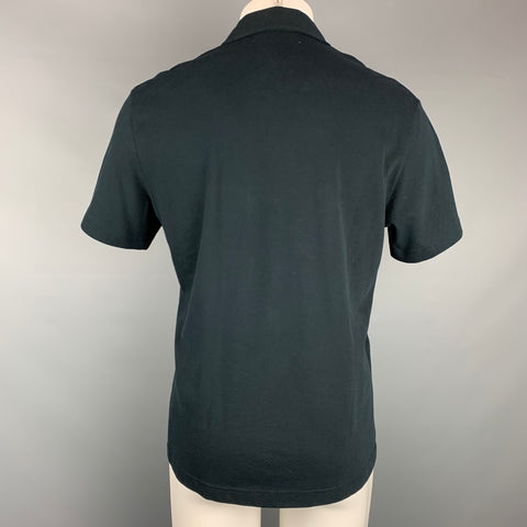 PRADA Size L Black Cotton Snaps Polo