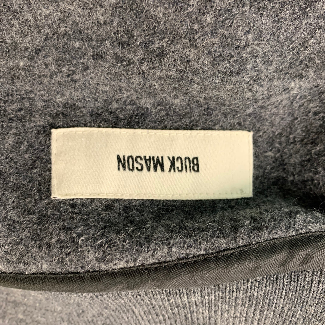 BUCK MASON Merino Wool Grey Chest Size L Solid Varsity Jacket