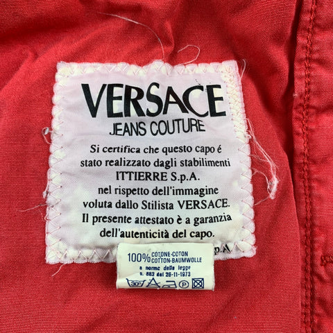 Vintage VERSACE JEANS COUTURE Size XXL Red Cotton Trucker Jacket