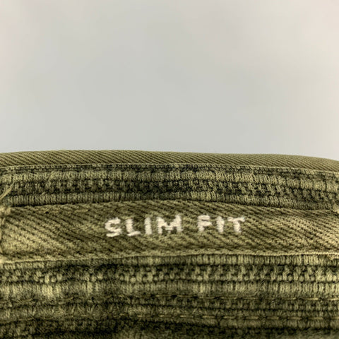 INCOTEX Size 33 Green Olive Slim Fit Casual Pants