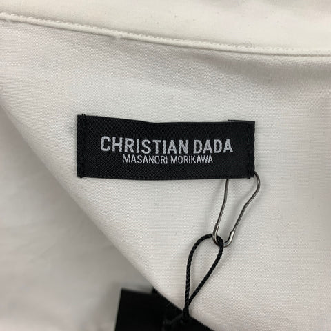 CHRISTIAN DADA FW 19 Size XS White Brown Embroidery Cotton Button Up Long Sleeve Shirt