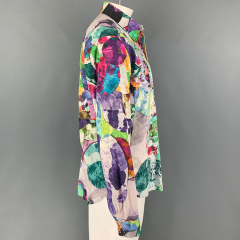 ROBERT GRAHAM Edición limitada Talla XL Camisa de manga larga bordada de algodón abstracto multicolor