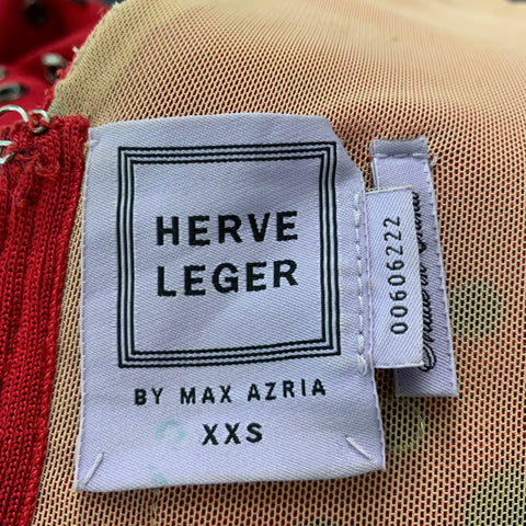 HERVE LEGER Size XXS Red Rayon Blend Grommets A-Line Dress