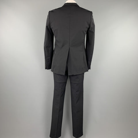 COMME des GARCONS HOMME PLUS Size 42 Regular Navy Nylon Blend Peak Lapel Suit