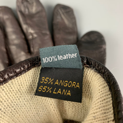 GIVENCHY Size 9 Brown Cream Mixed Materials Lamb Skin Angora Wool Gloves