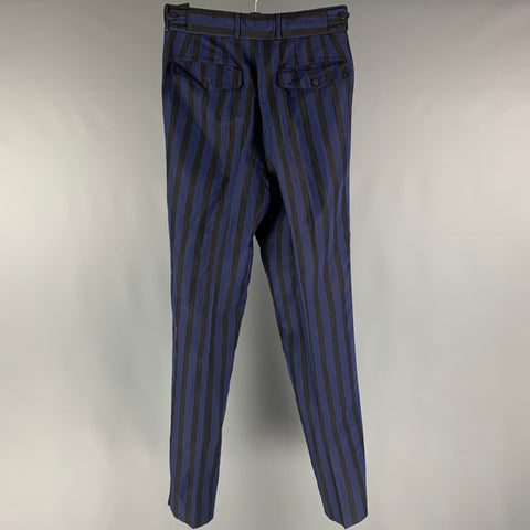 SANS TAMBOURS Size 32 Navy Black Stripe High Waisted Dress Pants