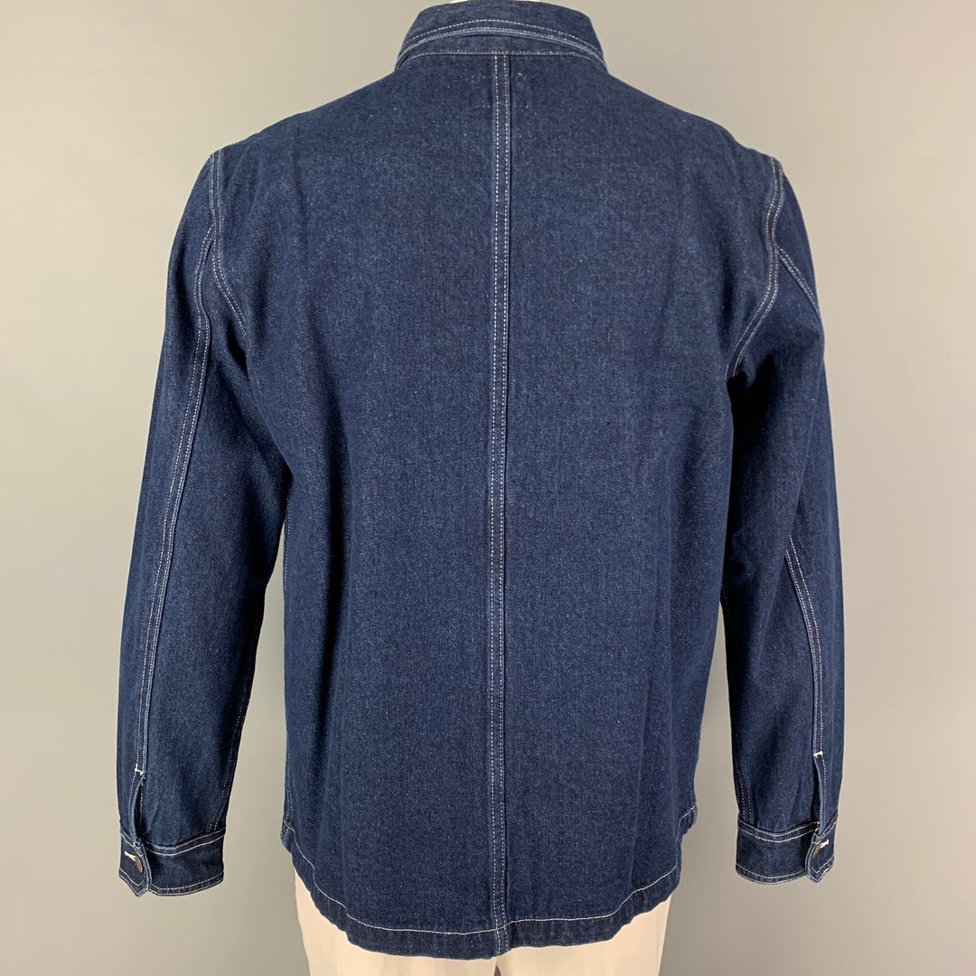 OKONKWO Size L Indigo Cotton Worker Jacket