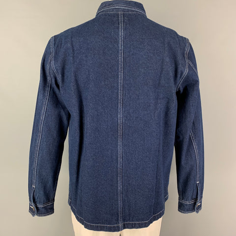 OKONKWO Size L Indigo Cotton Worker Jacket