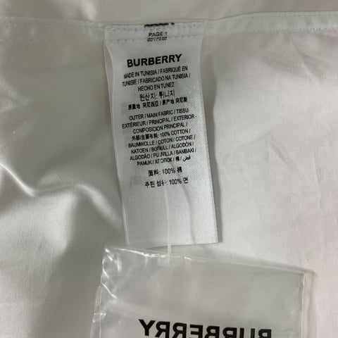 BURBERRY Size S White Solid Cotton Button Up  Long Sleeve Shirt