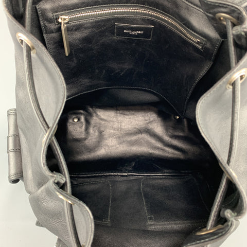SAINT LAURENT Black Leather Drawstring ROCK SACK Backpack
